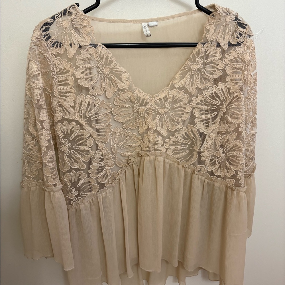 Cato Cream Floral Lace Blouse